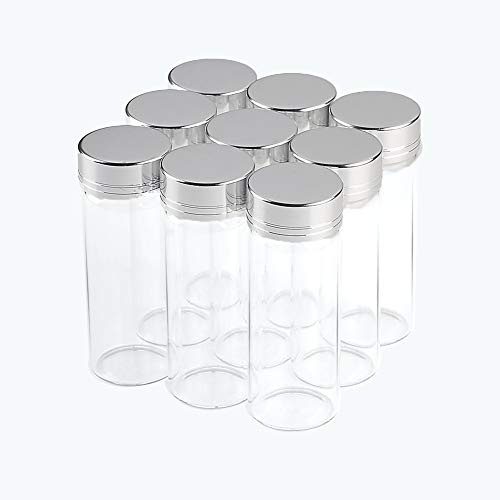 24pcs 40ml La Jolie Petite Mini Fiole en Verre, la Bocaux en Verre est Transparente,Le capuchon est en aluminium argenté,C'est très beau. (40ml, Silver)