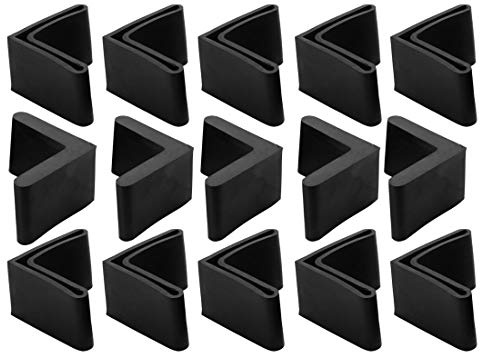 sourcing map Almohadillas De Goma Cubre Pie De Mueble 15 pcs 30x30mm | En Forma De L Angulo De Hierro, Negro Para Casa Para Hotel