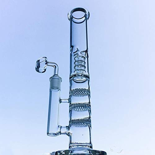 16 Glas Bongs Triple Honeycomb Birdcage Perc Big Straight Tube Wasserpfeifen Mit 18mm Schüssel (with Quartz Bowl)