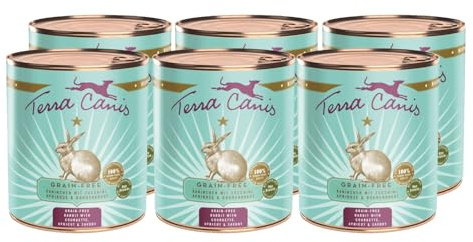 Terra Canis Kaninchen, Getreidefrei Nassfutter für Hunde, 6x800g | 100% Lebensmittelqualität aller Rohstoffe, mit frischem Fleisch, reich an Nährstoffen, getreide- und glutenfrei