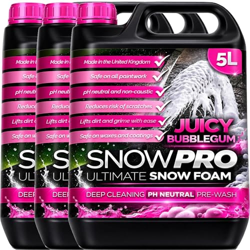 SnowPro Snow Foam Shampoo Car Wash Soap 15L pH Neutral Vehicle Cleaning Detailing Pre Wash Bubblegum Fragrance