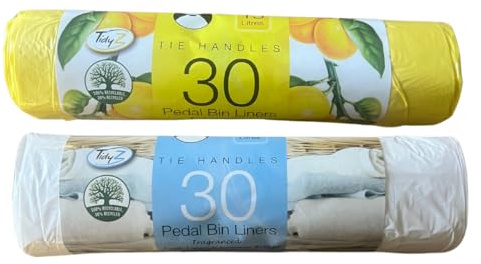 TIDYZ 2 bolsas de basura perfumadas con pedal y asas de corbata, XL, 15 litros por bolsa, paquete de 2