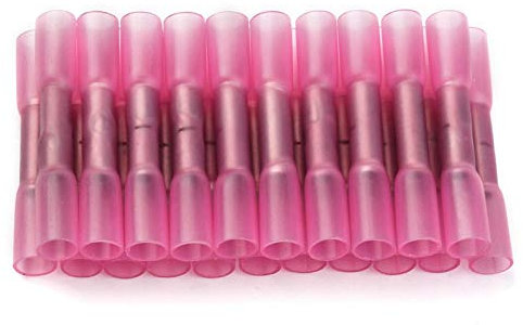 NO LOGO FMN-Steckverbinder, 100 Stück/Set, Schrumpfschlauch, elektrisch, 0,5–6 mm², isoliert, schrumpfbar, Stoßverbinder, 22–10 AWG, 3 Farben (Farbe: Rot)
