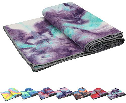 DELIBEST Rutschfestes Yoga-Handtuch, 100 % saugfähige, geruchlose Mikrofaser, für Spoets, Pilates, Standardgröße 61 x 182,9 cm