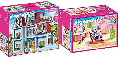 Playmobil - Grande Maison Moderne - 70205, 6, Coloré & Chambre de Bébé - 70210