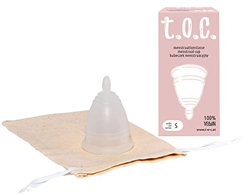 t.o.c. Menstruationstasse - waschbarer Periodencup aus medizinischem Silikon - mit Aufbewahrungsbeutel aus Baumwolle - ohne Latex, BPA, Weichmacher oder Parfum, Größe S (21ml)