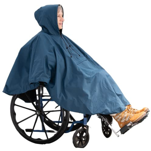 Care Active Premium Packable Wheelchair Poncho, Waterproof Full Cover Rain Jacket for Wheelchairs or Scooters