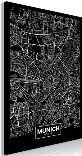 decomonkey Akustikbild Weltkarte 60x90 cm 1 Teilig Leinwand Modern Bilder Wandbilder XXL Schallschlucker Schallschutz Akustikdämmung Wandbild Deko Leise Munich Germany schwarz-weiß