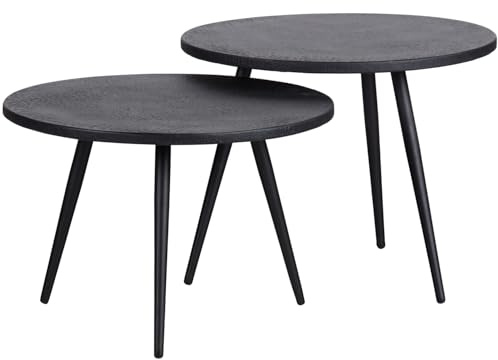 WOOOD Suze Beistelltische Holz/Metall Schwarz - 2Er Set