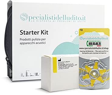 180 Batterien für Hörgeräte, Modell 10 gelb, Hörgerätebatterien Rayovac Varta Extra + Starter Reinigungsset für Hörgeräte