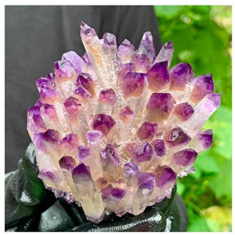 DOUPE Glücklicher Heilungskristall Natürliches lila Phantom Phantom Quarz Kristall Cluster Rock Stone Mineral Dekorationsgeschenke (Size : 300-400g)