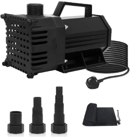 BARST Pond Pumps Submersible Outdoor High Lift, 15000L/H, 300W | with 7.6M Power Cord, 3 Nozzles & Barrier Bag, Ultra Quiet for Pool Waterfall Fountain Aquarium Hydroponic
