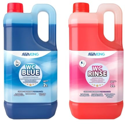 PLANTAWA Líquido Químico Blue 2L + Rinse 2L | liquido wc quimico caravana y wc portatil | liquido autocaravana wc con acción desodorizante | Fácil de usar y transportar