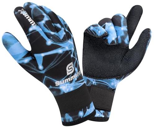 Summshall Wetsuit Gloves 3MM Neoprene Gloves Water Resistance Thermal Antislip Warm Swimming Gloves for Men Women Spearfishing Surfing Rafting Kayaking Paddling Scuba Diving