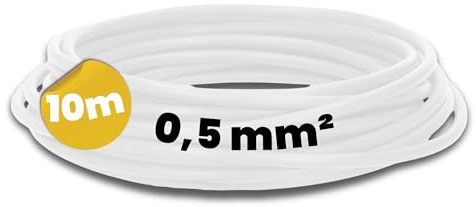 Kalitec 10m H05V-K 0,5 mm² Weiß Verdrahtungsleitung Aderleitung Flexibel | PVC Einzelader Litze - Feindrähtiges Kupferkabel für Schaltschrank - HAR-Zertifiziert - Flammwidrige Schaltdraht-Leitung