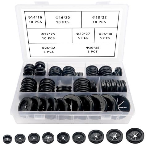 YIXISI 60 Pezzi 8 Misure Passacavi Guarnizione in Gomma, Conduttori Elettrici in Gomma, Passacavi in Gomma, Pressacavi Auto Anello, per Proteggere Fili, Spine e Cavi