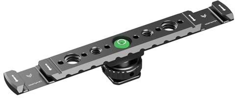 Leaplumin Dual Cold Shoe Mount Bracket，Aluminum Dual Hot Shoe Extension Bar，Lightweight Cold Shoe Mount Adapter，Extension Bracket with Shoe Mount 1/4 Thread suitable for Microphone，LED Video Light etc