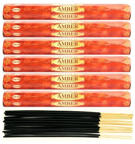 Hem Lot de 6 bâtonnets d'encens, différents parfums, 120 bâtonnets au total, ambre