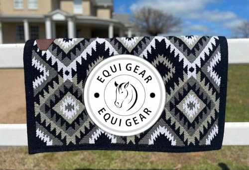 EQUIGEAR Western Show Horse Satteldecke aus neuseeländischer Wolle, Western-Design, handgefertigte Satteldecke, Wollpolster, Sensor Flex (Anpassung möglich), WI2` (34x38)