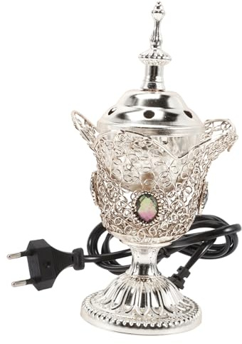 TOPPERFUN Elektrischer Metall Weihrauchbrenner Im Vintage-Stil Für Zuhause Und Arabischer Censer Für Aromatherapie Eu-stecker Dekorativ Und Elegant Geeignet Für Meditation Und Entspannung