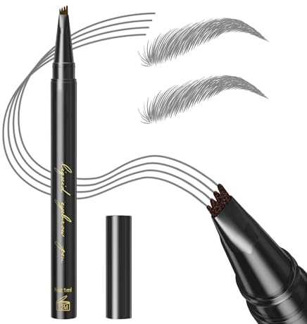 GL-Turelifes Eyebrow Pencil Microblading Pen, Liquid Eyebrow Pen Micro 4 Tip Eyebrow Pencil Brow Pen Long-Lasting Waterproof & Smudge-proof Natural Eyebrow Makeup (#03 Hellgrau)