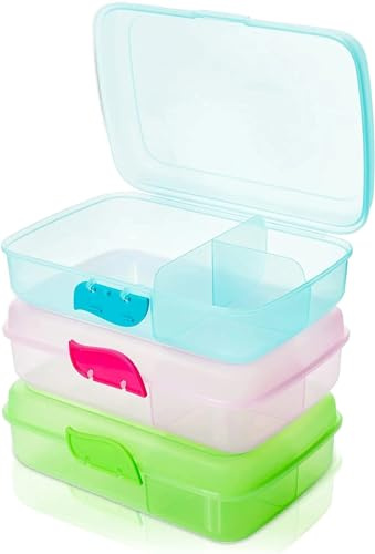 2friends Frühstücksbox Brotzeitbox für Kinder - 3er Set Brotdose mit Fächern Lunchbox Kinder - BPA-frei Recyclebar in Grün, Blau, Rosa, 7x21x16 cm, Modell: Alex