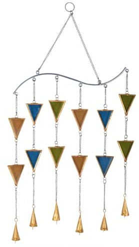 ROCKING GIFTS Móvil de Viento Colgante de Metal con Campanitas, Colores Cálidos, Decoración Mural, 67 cm