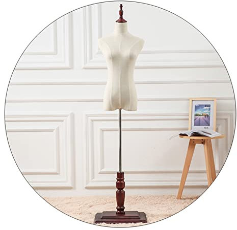 Weibliche Kleiderform, höhenverstellbarer Halbkörper-Mannequin-Torso mit Holzsockel, auf Hochzeitskleid-Film-Requisiten auftragen, 4 Modelle (B klein)