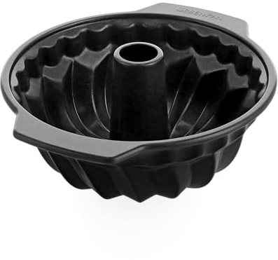 GreenPan Bistrot Moule à kouglof rond en céramique anti-adhésif sain et résistant aux rayures et aux coupures Sans PFAS Ustensiles de cuisine polyvalents Facile à nettoyer Noir Ø 24 cm