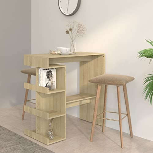Sufrk Bartisch mit Regal Sonoma-Eiche 100x50x101,5 cm KüChe MöBel KüChentheke Bar MöBel Bartisch Holzwerkstoff
