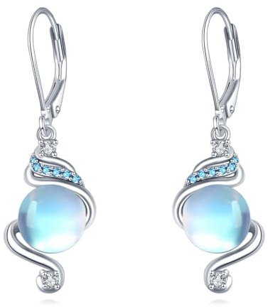 Mondstein Ohrringe für Damen Sterling Silber Ohrhänger Leverback Ohrringe Schmuck Geschenke für Frauen