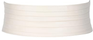 SANSTHS Women Wide Elastic Belts for Dresses Vintage Fashion Stretchy Waist Belts Ladies Cinch Belts Leather Waistband,White,M