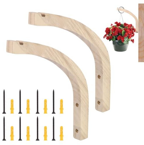 PZJFH Wandhaken Holz, 2 Stück Holzpflanzen-Wandhaken für Hängepflanzen & Makramee, Haken Holz Pflanzen Wandhalterung Aufhängen von Pflanzer Vogelhäuschen Laterne Windspiele Wandleuchter