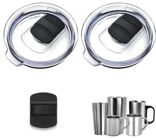 JINJUMEI 2 Stück Magnetischer Becherdeckel, Becher Abdeckung mit Magnetischem Schieberschalter, Ersatzdeckel für Becher, Transparente Ersatzdeckel für 20 oz Tumbler, Auslaufsichere und Staubdichte