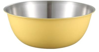 Ensaladera de acero inoxidable de gran capacidad, de metal japonés, para frutas, ramen, fideos, con escala, utensilios de cocina (2500 ml, amarillo)