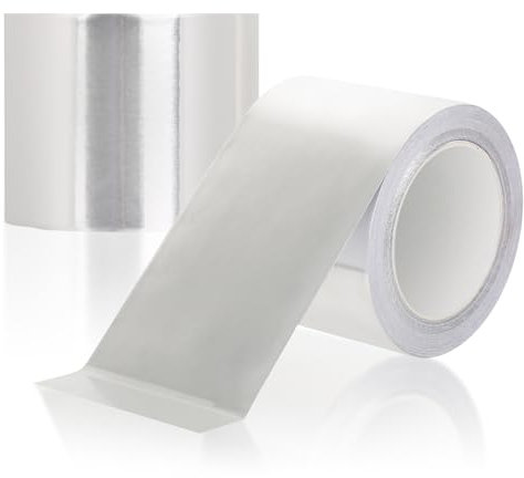 2 rollos de cinta adhesiva de aluminio de 48 mm x 10 m, cinta adhesiva de aluminio, resistente al agua y al calor, para sellar, reparar y aislar, aislamiento de tuberías