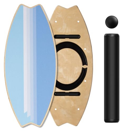 Leogreen Planche équilibre bois 7 modes skateboard intérieur bleu clair