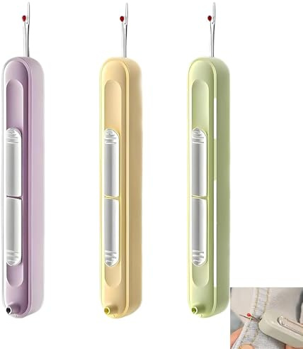 3 Pcs Separatore Di Cuciture,2 In 1 Infila Ago e Scucirino Da Sarta,Infila Aghi Portatile,Separatore Per Cuciture e Ago Per Cucito a Mano,Accessori Per Il Cucito a Mano,Il Lavoro Maglia e l'Aguglier-B