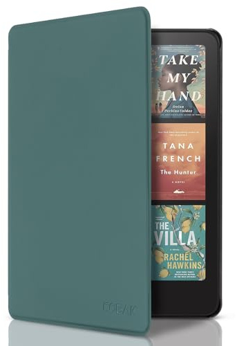 CoBak Case for 7 Inch E-Reader 12th Generation 2024 - PU Leather Smart Cover with Auto Sleep/Wake for Kindle Paperwhite/Kindle Colorsoft/KoBo/Boox, Deep Green