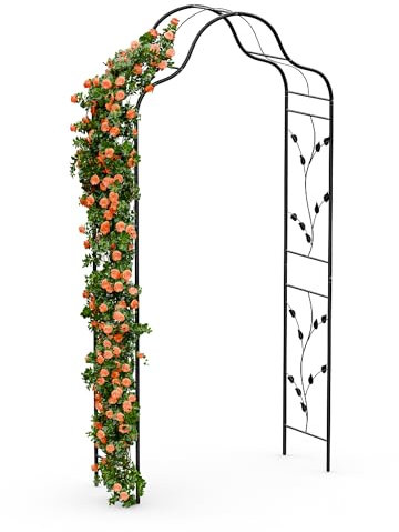 blumfeldt FloraBelle - Arco per Rampicanti, Arco per Rose in Acciaio Verniciato a Polvere, Pannelli Decorativi a Foglia, Resistente agli Agenti Atmosferici, Facile da Montare, 240x110x40 cm