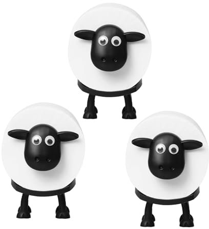 Cute Sheep Toilet Roll Holder, Small Animal Novelty Toilet Roll Holder - Easy Install, Bathroom Tissue Storage, Fun Home Decor Gift (3 Sheep)