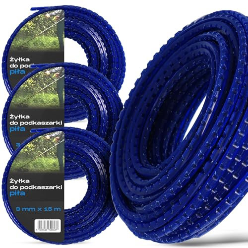 3x Instalguru Fil Coupe-Bordure 3 mm 15 m Nylon Dentelé Débroussailleuse Bobine Tondeuse Bordures Herbes Denses Trimmer Ligne Jardin Résistant Haute Performance Longue Durée