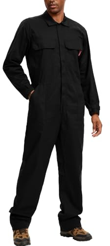 Work IDEA Premium 100 % bomull mäns arbetsoverall: Den perfekta följeslagaren för byggnadsarbetare, hantverkare och gör-det-själv-arbetare, svart, 5XL