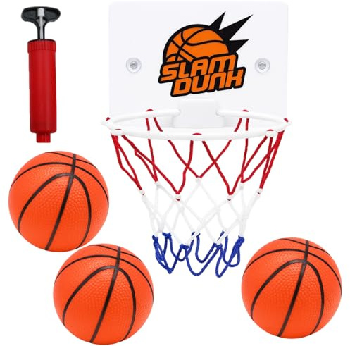 JazRvr Mini Basketballkorb, 6-teiliges Set Mit Saugnapf, Indoor Spielzeug Für Kinder, Ideal Für Zimmer Und Büro, Hand-Auge-Koordination Training