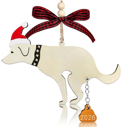 Dog Ornament Wooden Christmas Tree Decorations, Cute Wooden Dog Ornament, Handmade Christmas Funny Gifts, Holiday Pet Lover Decor for Tree Mantel
