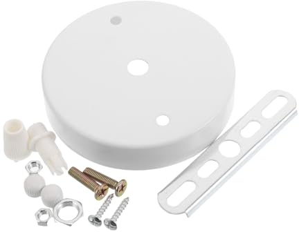HAMPPLIES Fixation de Plafonnier en Métal Blanc Bord Rond, Kit Suspendre Lumineuse Facile à Installer, Accessoire Pratique pour Éclairage de Plafond Intérieur