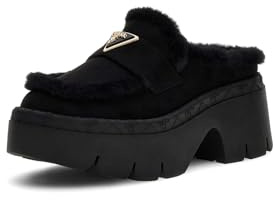 GUESS Mocassins à plateforme avec cuir synthétique, semelle épaisse, noir, style Chunky, Noir , 39 EU