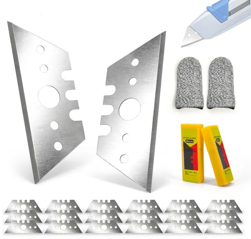 Lame Cutter Trapeze pour Cutter - 20 Lames Trapézoïdales 52 x 19 x 0,6 mm avec Boîte de Rangement et 2 Doigts de Protection, Lames de Rechange Universelles pour Couteaux de Bricolage et Sécurité