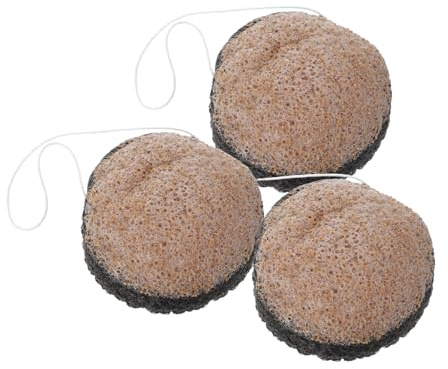 IWOWHERO 3piezas Borla Limpiadora de Esponja de Bambú y Nuez para Limpieza de Baño y Spa Elimina la Suciedad Piel Muerta