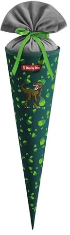 Step by Step Schultüte „Dino Targo“, grün, passend zum Schulranzen, aus recycelten PET-Flaschen, Verschluss aus Stoff, 5 l Füllvolumen, 70 cm Höhe